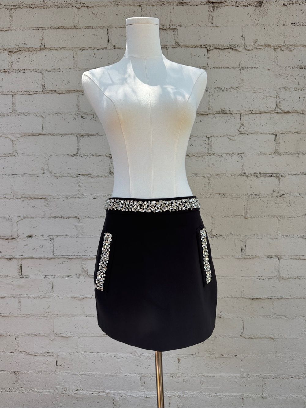H&M Edition Rhinestone-Embellished Mini Skirt Black Size 6 - Picture 4 of 14